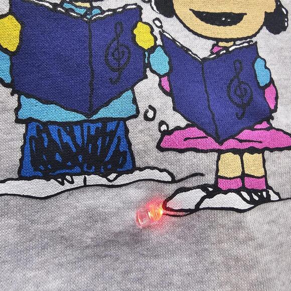 Peanuts Light Up Christmas Holiday Sweater Crew Neck Sz XL Snoopy Charlie Brown - Picture 4 of 9